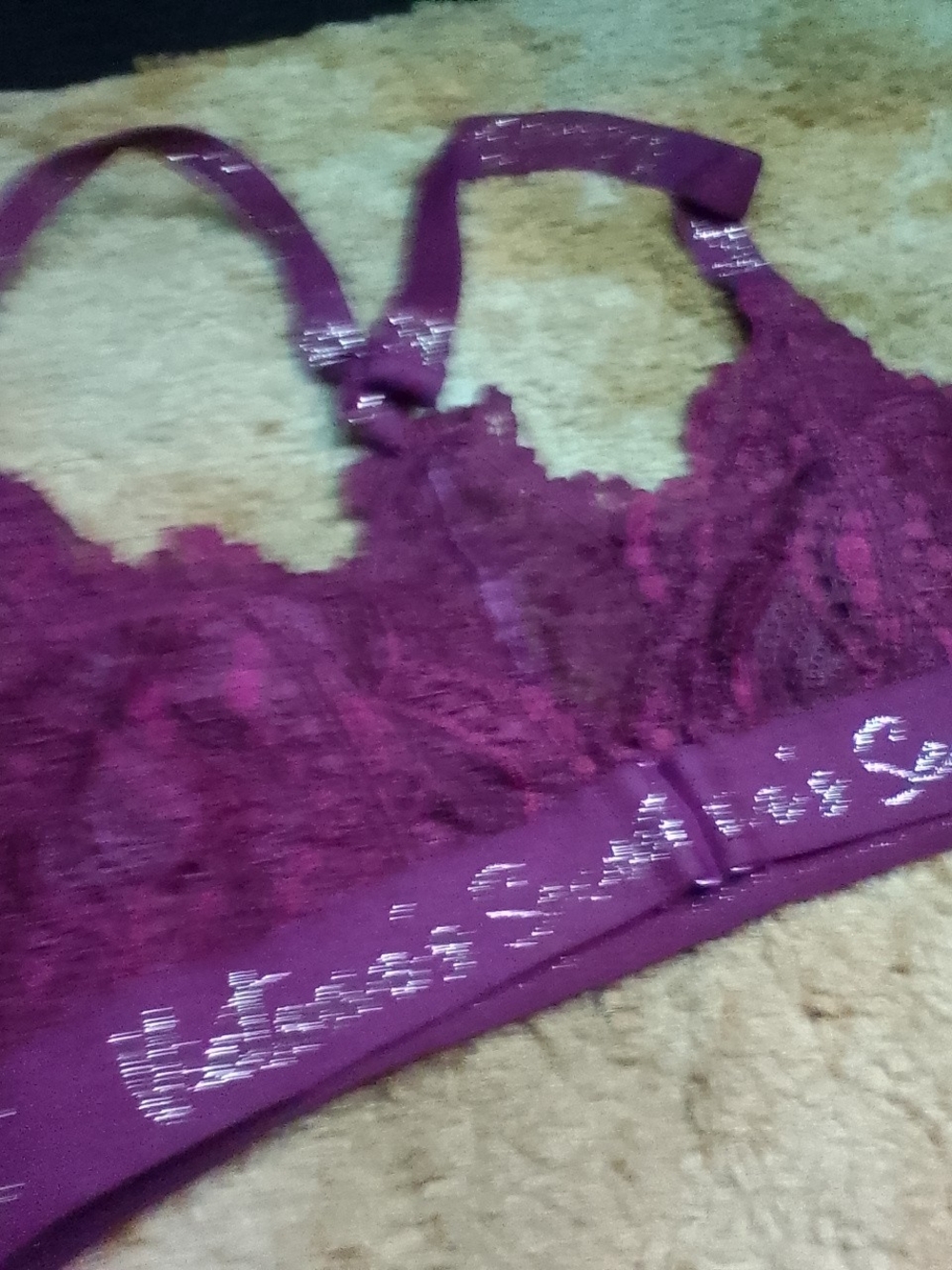 PINK Lace Bralette in Plum Xs
